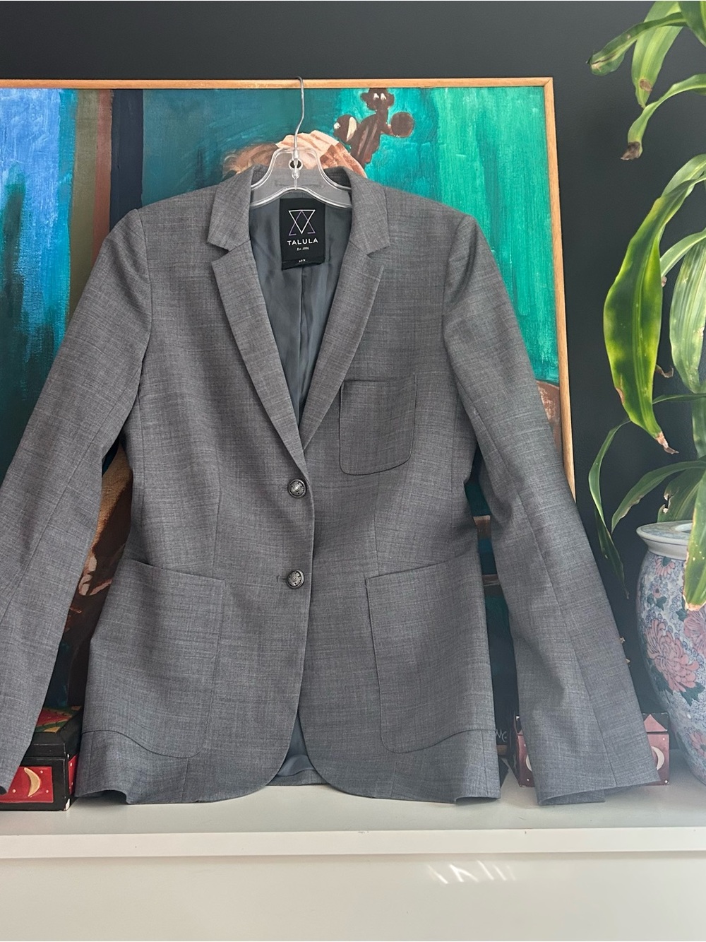 Talula Grey Wool Blend Tailored Blazer Size 6